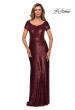 Picture of: Long Sequin Evening Dress with Cap Sleeves in Garnet, Style: 27916, Detail Picture 2
