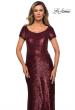 Picture of: Long Sequin Evening Dress with Cap Sleeves in Garnet, Style: 27916, Detail Picture 6