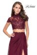 Picture of: Chiffon Two Piece Gown with Lace Top and Belt Detail in Garnet, Style: 25384, Main Picture