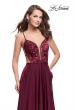 Picture of: A-Line Dress with Embroidered Lace Top and Pockets in Garnet, Style: 26243, Main Picture