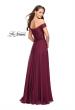 Picture of: Chiffon Prom Dress with Off the Shoulder Lace Top in Garnet, Style: 25129, Back Picture
