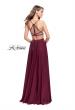 Picture of: A-Line Dress with Embroidered Lace Top and Pockets in Garnet, Style: 26243, Back Picture