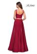 Picture of: Metallic Satin Two Piece Gown with Pockets in Garnet, Style: 27444, Back Picture