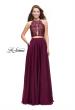 Picture of: Two Piece A-line Dress with Halter Neck and Beading in Garnet, Style: 25843, Detail Picture 1