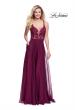 Picture of: Chiffon A-line Dress with Beaded Lace Bodice in Garnet, Style: 26082, Detail Picture 1