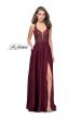 Picture of: Beaded and Embroidered Lace Prom Dress with Slit in Garnet, Style: 26124, Detail Picture 1