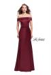 Picture of: Satin Off the Shoulder Dress with Trumpet Silhouette in Garnet, Style: 25579, Detail Picture 2