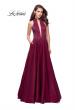 Picture of: Satin Ball Gown with Tonal Beading and Back Cutout in Garnet, Style: 25986, Detail Picture 3