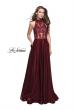 Picture of: Long Prom Dress with Satin A-line Skirt and Beading in Garnet, Style: 25617, Detail Picture 2