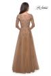 Picture of: A-line Gold Evening Gown with V Neckline in Gold, Back Picture