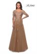 Picture of: A-line Gold Evening Gown with V Neckline in Gold, Detail Picture 1