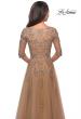 Picture of: A-line Gold Evening Gown with V Neckline in Gold, Detail Picture 2