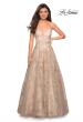 Picture of: Strapless A-Line Embroidered Prom Dress in Gold/Nude, Style: 27640, Main Picture
