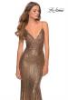 Picture of: Metallic Sequined Mermaid Dress with Lace Up Back in Gold, Style: 28469, Detail Picture 8
