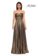 Picture of: Textured Chiffon Flowy Strapless Evening Dress in Gold , Style 32382, Detail Picture 8