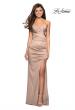 Picture of: Body Forming Strapless Satin Dress with Side Slit in Gold, Style: 27780, Detail Picture 1