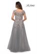 Picture of: Short Sleeve A-line Gown with Beaded Lace Appliques in Gray, Style: 27968, Back Picture