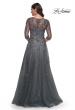 Picture of: Beautiful A-Line Tulle and Lace Dress with Sheer Sleeves in Gray, Style: 30201, Back Picture