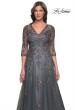 Picture of: Beautiful A-Line Tulle and Lace Dress with Sheer Sleeves in Gray, Style: 30201, Detail Picture 1