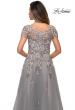 Picture of: Short Sleeve A-line Gown with Beaded Lace Appliques in Gray, Style: 27968, Detail Picture 2