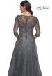 Picture of: Beautiful A-Line Tulle and Lace Dress with Sheer Sleeves in Gray, Style: 30201, Detail Picture 2