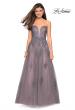 Picture of: Tone Tone Tulle Prom Gown with Floral Appliques in Grey/Pink, Style: 27767, Main Picture