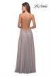 Picture of: Chiffon Long Dress with V Neck and Lace in Grey, Style: 27729, Back Picture