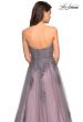 Picture of: Tone Tone Tulle Prom Gown with Floral Appliques in Grey/Pink, Style: 27767, Detail Picture 2