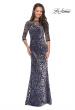 Picture of: Velvet Dress with 3/4 Sleeves and Sheer Neckline in Gunmetal, Style: 25521, Main Picture