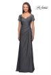 Picture of: Short Sleeve Floor Length Gown with Ruching in Gunmetal, Style: 27855, Main Picture