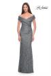 Picture of: Off the Shoulder Beaded Lace Evening Gown in Gunmetal, Style: 31679, Main Picture