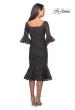 Picture of: Knee Length Lace Dress with Flared 3/4 Sleeves in Gunmetal, Style: 25523, Back Picture