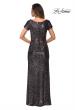 Picture of: Long Sequin Evening Dress with Cap Sleeves in Gunmetal, Style: 27916, Back Picture