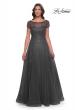 Picture of: Beaded A-Line Dress with Illusion Neckline and Sleeves in Gunmetal, Style: 30852, Detail Picture 1