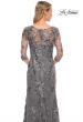 Picture of: Exquisite Lace Beaded Long GOwn with Sheer Sleeves in Silver, Style: 29976, Detail Picture 2