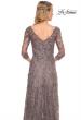 Picture of: Beaded Lace Gown with V Neckline and Sheer Sleeves in Silver, Style: 29994, Detail Picture 2