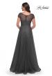 Picture of: Beaded A-Line Dress with Illusion Neckline and Sleeves in Gunmetal, Style: 30852, Detail Picture 2
