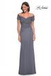 Picture of: Net Jersey Long Gown with Exquisite Beaded Design in Gunmetal, Style: 30057, Detail Picture 3