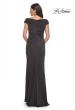 Picture of: Long Luxurious Jersey Off the Shoulder Evening Gown in Dark Emerald, Style: 30040, Detail Picture 4
