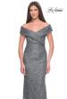 Picture of: Off the Shoulder Beaded Lace Evening Gown in Gunmetal, Style: 31679, Detail Picture 4