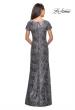 Picture of: Floor Length Short Sleeve Lace Dress in Gunmetal, Style: 27884, Detail Picture 5