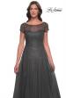 Picture of: Beaded A-Line Dress with Illusion Neckline and Sleeves in Gunmetal, Style: 30852, Detail Picture 5