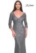 Picture of: Fitted Beaded Lace Evening Gown with Ruching in Gunmetal, Style: 31721, Detail Picture 5