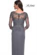Picture of: Long Jersey Evening Dress with Lace Detail Neckline and Sleeves in Gunmetal, Style: 31093, Detail Picture 6