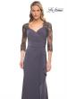 Picture of: Lace and Net Jersey Gown with Illusion Sleeves in Silver, Style: 30384, Detail Picture 7