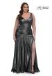 Picture of: Gorgeous Metallic Curve Dress with V Neck and Ruching in Gunmetal , Style: 33021, Detail Picture 2