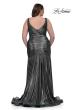 Picture of: Gorgeous Metallic Curve Dress with V Neck and Ruching in Gunmetal , Style: 33021, Detail Picture 3