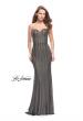 Picture of: Long Strapless Prom Gown with Beading and Low Back in Gunmetal, Style: 26289, Main Picture