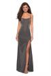 Picture of: Simple Long Prom Dress with Strappy Beaded Back in Gunmetal, Style: 27089, Main Picture