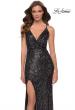 Picture of: Sequin Gown with V Neckline and Strappy Back in Gunmetal, Style 29731, Main Picture